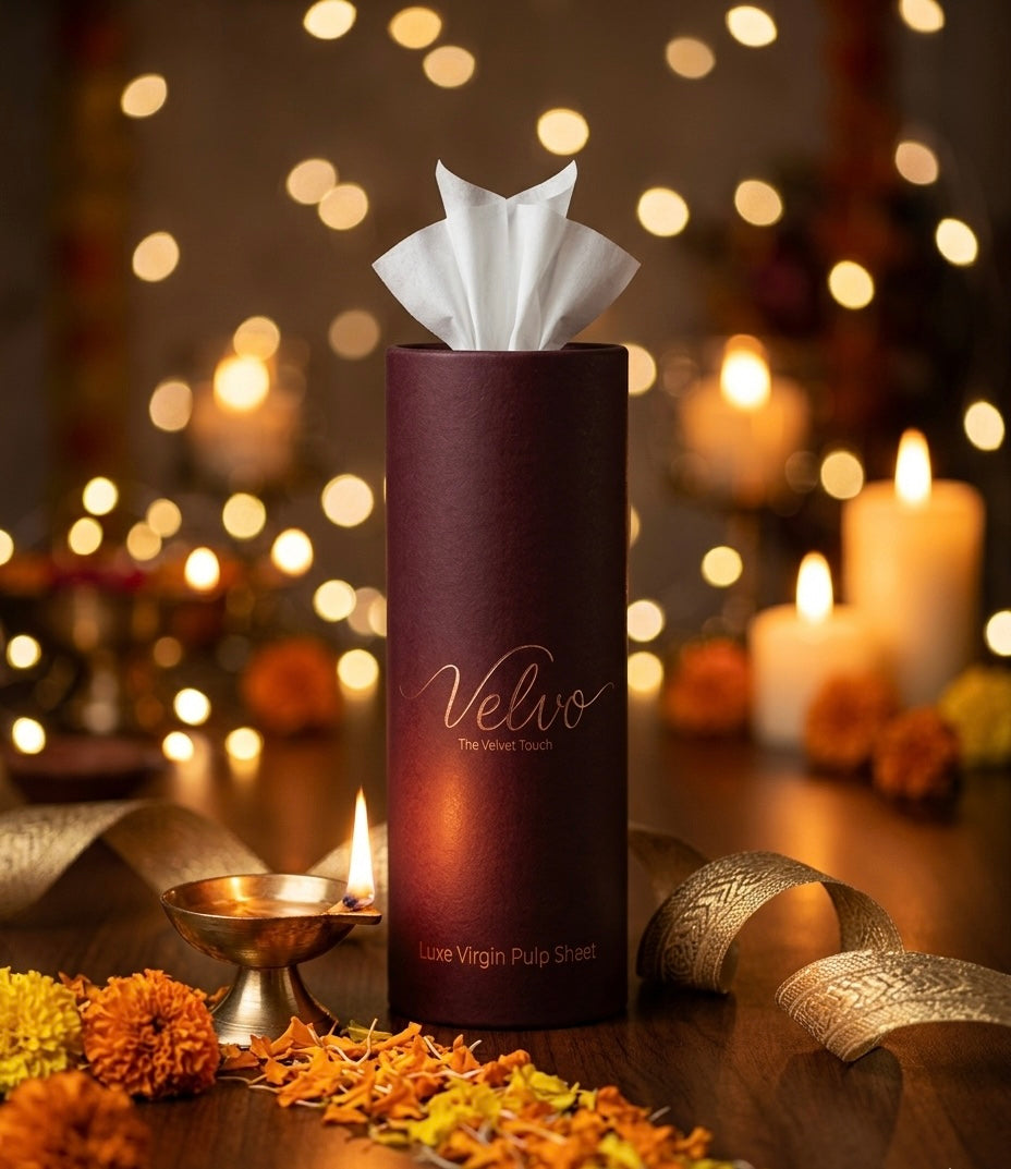 Velvo Premium Facial Tissues - Festive Edition Burgundy
